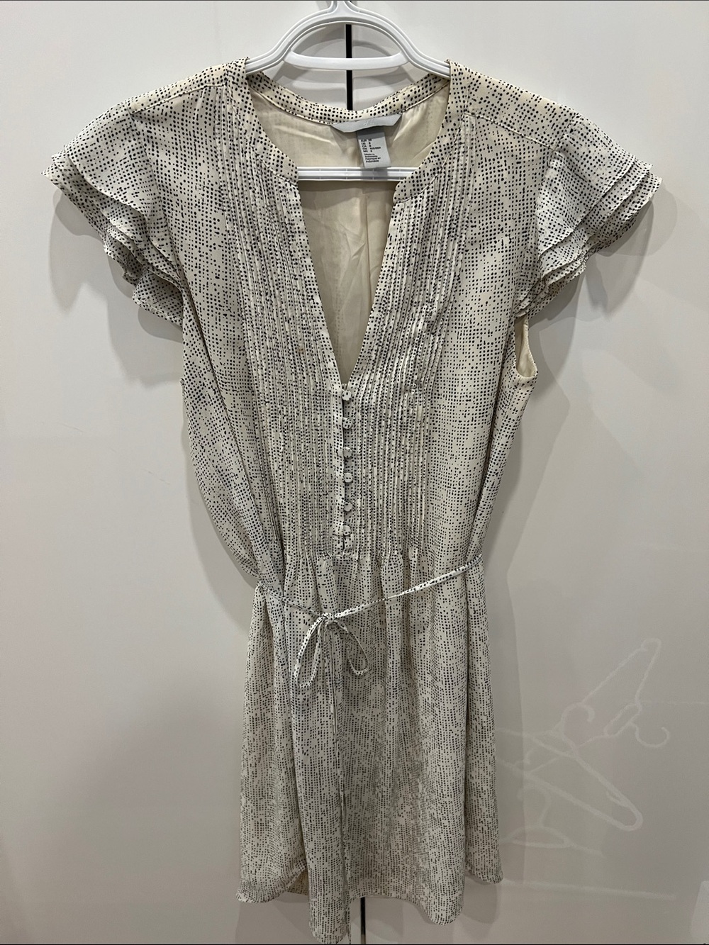 H&M Cream Mini Dress with Black Dot Print